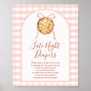 Süße Pastellrosa Gingham-Windel für die späte Nach Poster