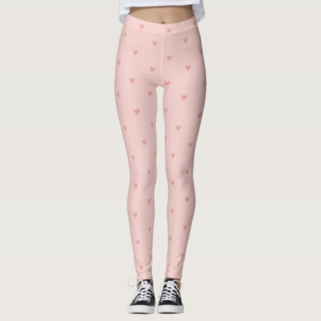 Süße Pastellrosa Herzen Leggings (Vorderseite)