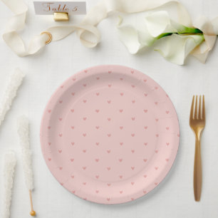Süße Pastellrosa Herzen Pappteller