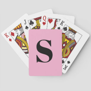 Süße Pastellrosa-Monogramm-Retro-Beschriftung Spielkarten