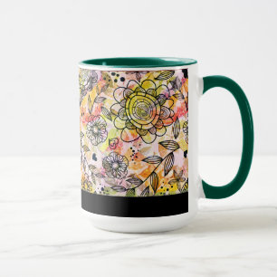 Süße Pastelltöne Florales Design im Doodle-Stil Tasse