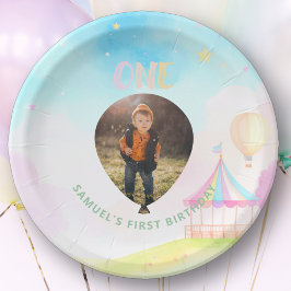 Süße Pastelonederland Aquarellfarbe 1. Geburtstag Pappteller