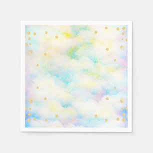 Süße Pastelwolken in Blau und Glitzer Serviette