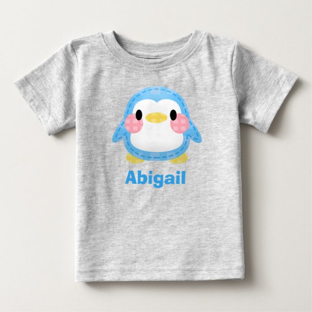 Süße Patchwork-Pinguin-Kunst personalisiert Baby T-shirt (Vorderseite)