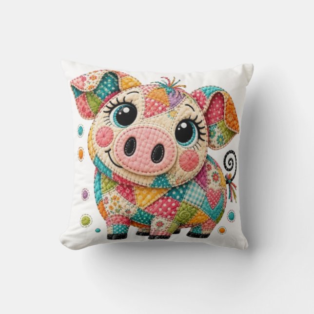 Süße Patchwork-Schwein Kissen (Vorderseite)