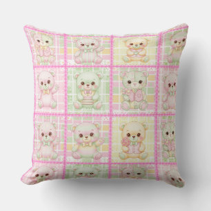 Süße Patchwork-Teddybär-Decke Nahtlos Kissen