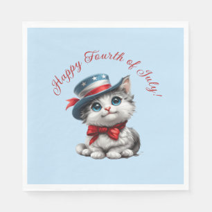 Süße patriotische Kätzchen Katze 4. Juli Papier Se Serviette