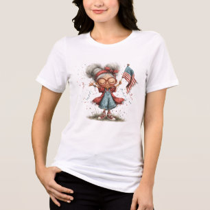 Süße patriotische Mädchenillustration Tri-Blend Shirt
