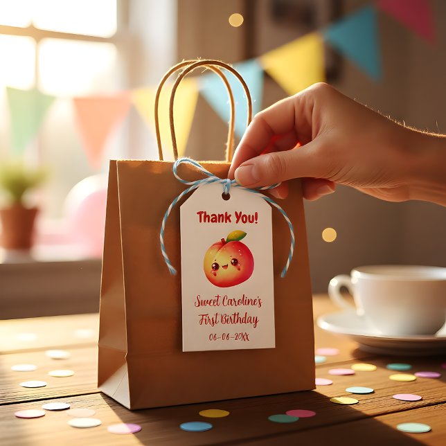 Süße Peach Erste Geburtstags-Dankeschön Geschenkanhänger (Von Creator hochgeladen)