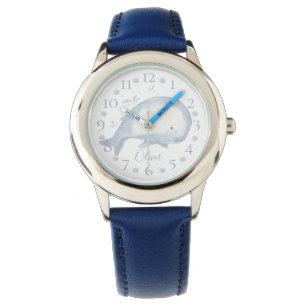 Süße personalisierte Aquarell-Baby-Wal-Nautik Armbanduhr