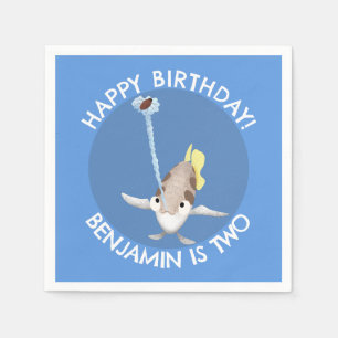 Süße personalisierte Archerfish Cartoon-Geburtstag Serviette