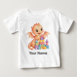 Süße personalisierte Baby-Drachen-Block-Burg-Kinde Baby T-shirt