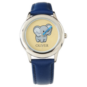 Süße personalisierte Baby-Elefanten-Kinder-Name Armbanduhr
