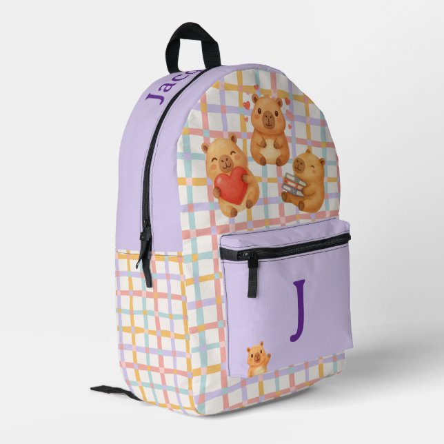 Süße Personalisierte Capybara Bedruckter Rucksack (Rückseitige Ecke links)