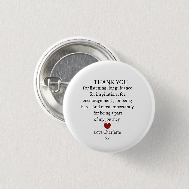 süße personalisierte Dankeschön-Liebe  Button (Vorne & Hinten)