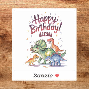 Süße personalisierte Dinosaurier Alles Gute zum Ge Aufkleber