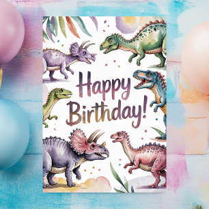 Süße personalisierte Dinosaurier-Geburtstagsfeier Karte