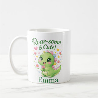 Süße personalisierte Dinosaurier-Namens-Tasse Kaffeetasse