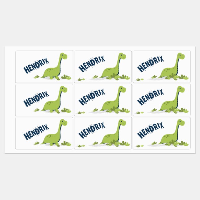 Süße personalisierte Dinosaurier-Schule Etiketten (Blatt)