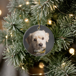 Süße personalisierte Foto-Haustier-Weihnachten Keramik Ornament