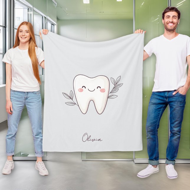 Süße personalisierte graue Zahnpflege Fleecedecke (Von Creator hochgeladen)