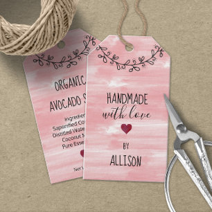 Süße personalisierte handgemachte Liebes-Pink-Wass Geschenkanhänger