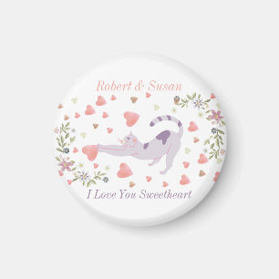 Süße personalisierte Katzenliebe zum Valentinstag Magnet