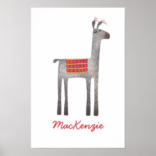 Süße personalisierte Lama-Darstellung Poster