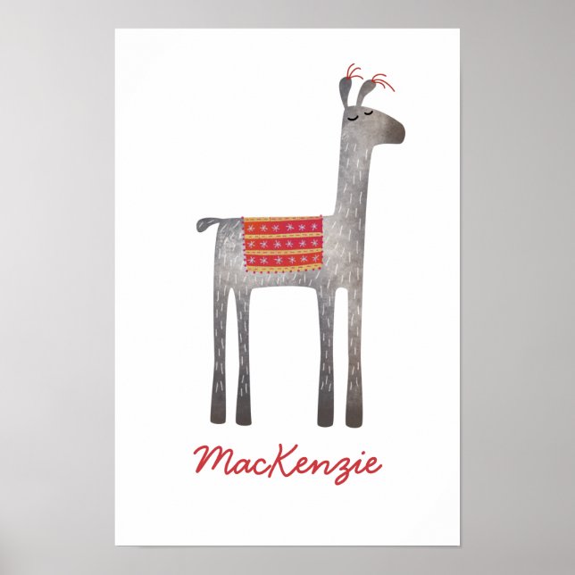 Süße personalisierte Lama-Darstellung Poster (Vorne)