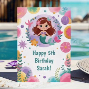 Süße personalisierte lila Meerjungfrau Geburtstag Karte
