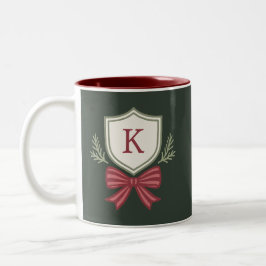 Süße personalisierte Monogramm-Schleife Weihnachte Zweifarbige Tasse