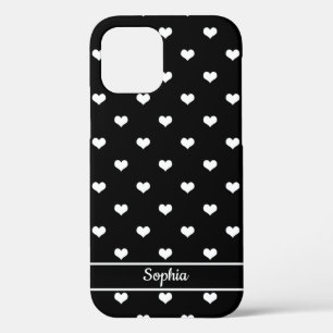 Süße personalisierte Namens-Herzen-Muster schwarz Case-Mate iPhone Hülle