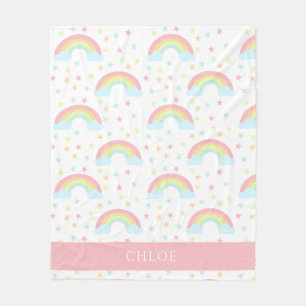 Süße personalisierte Regenbogensterne Pastellwolke Fleecedecke