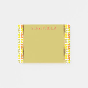 Süße personalisierte Retro-Gelb-Orange-Grün-Weiß Post-it Klebezettel