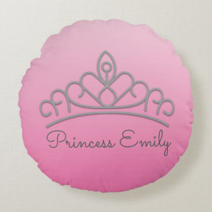 Süße personalisierte rosa Prinzessinnen-Tiara-Kiss Rundes Kissen