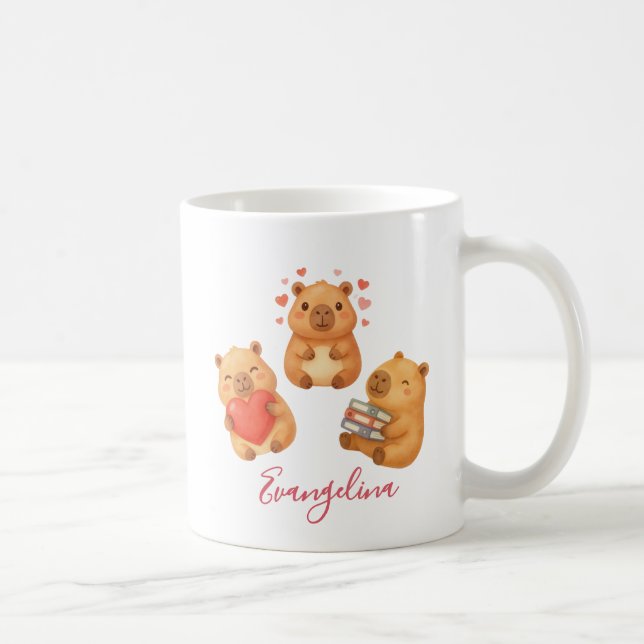 Süße personalisierte Wasserfarbe Capybara Kaffeetasse (Rechts)