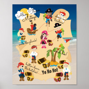 Süße persönliche Piratenschatzkarte Foto Poster