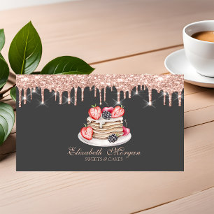 Süße Pfannkuchen Rose Gold Tropfen Bäckerei Visitenkarte