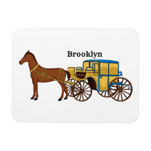 Süße Pferd- und königliche Kutsche-Illustration Magnet