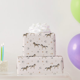 Süße Pferde & Hufeisen Kinder Geburtstagslicht Bei Geschenkpapier