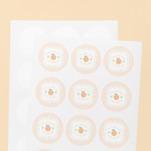 Süße Pfirsich elegante Babyparty Runder Aufkleber