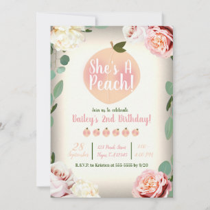 SÜSSE PFIRSICH Southern Charm Florale Geburtstagsf Einladung