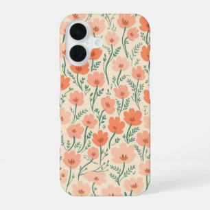 Süße Pfirsich- und rosa Wildblumen Blumen iPhone-H iPhone 16 Hülle