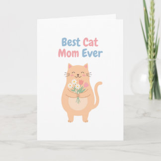 Süße Pfirsichkatze mit Blumenillustration Karte