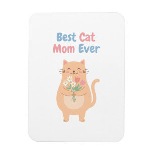 Süße Pfirsichkatze mit Blumenillustration Magnet