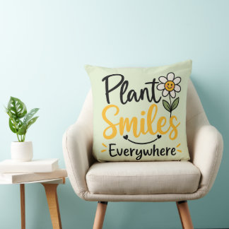 Süße Pflanzen lächeln überall Retro Smiley Gänsebl Kissen