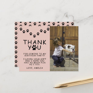 Süße Pfotenabdrücke Kinder Geburtstagsfoto Danke Postkarte