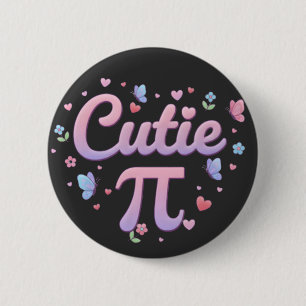 Süße Pi-Symbol-Mathe-Wortspiel Rosa Schmetterlinge Button