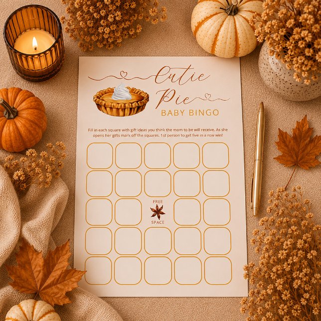 Süsse Pie Baby Dusche Bingo Spiel (Cutie Pie Bingo Game)