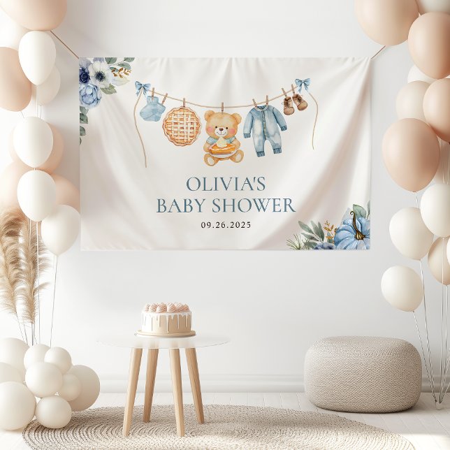 Süsse Pie Blue Fall Teddy Bear Boy Baby Dusche Banner (Von Creator hochgeladen)